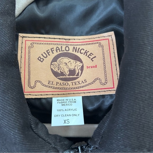 Buffalo Nickel Southwest Bald Eagle Cropped Bomber Jacket Black Western Size XS - Picture 3 of 14